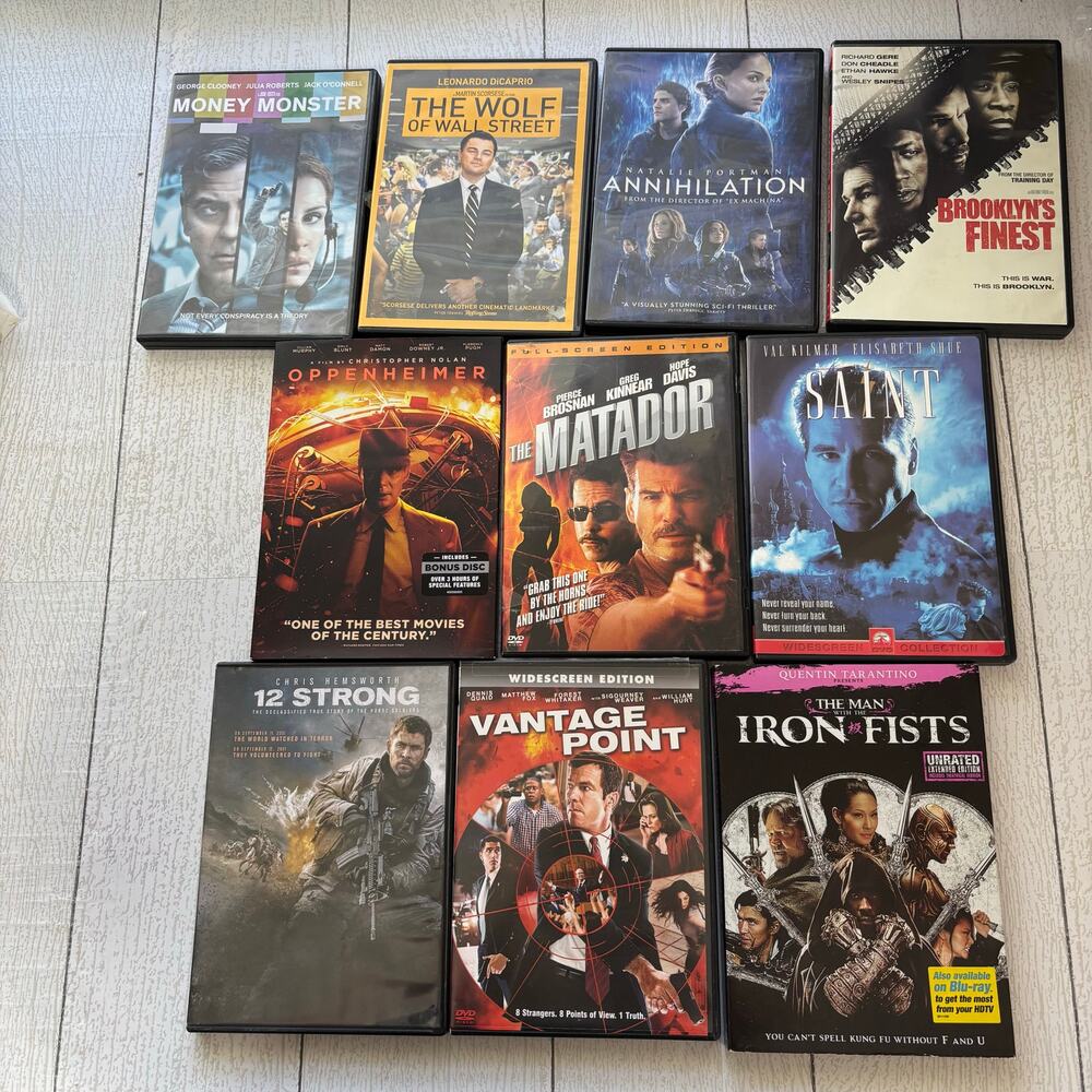 Action Thriller DVD Lot 10 Movies Oppenheimer Wolf Wall St